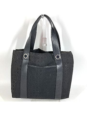 Bvlgari BVLGARI Bulgari Handbag with Pouch, Logo, Bag, Handbag, Tote Shoulder Leather, Canvas, Men's, Women's, Black (view 1)