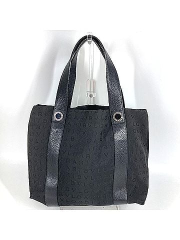 Bvlgari BVLGARI Bulgari Handbag with Pouch, Logo, Bag, Handbag, Tote Shoulder Leather, Canvas, Men's, Women's, Black (view 2)