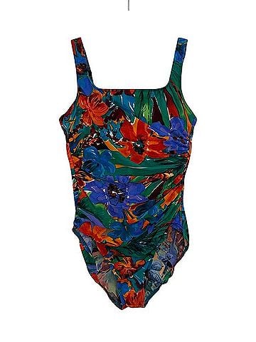 Miraclesuit Hawaiian Floral Hibiscus Square Cross Over One Piece Swimsuit (view 1)