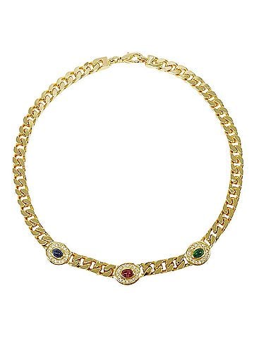 Christian Dior Christian Dior Dior necklace for women, brand name, metal rhinestone, gold, multicolor accessory. (view 2)