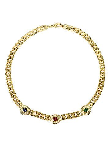 Christian Dior Christian Dior Dior necklace for women, brand name, metal rhinestone, gold, multicolor accessory. (view 2)