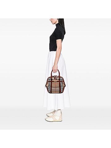 Burberry Medium House Check Canvas Bridle Orchard Handbag (view 2)