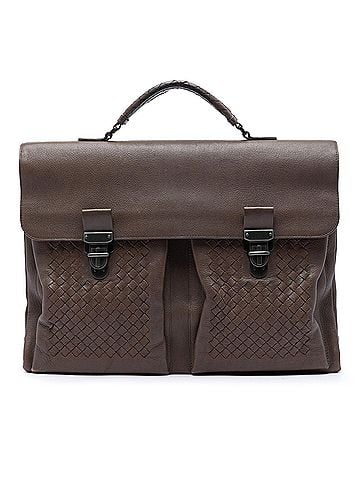 Bottega Veneta Intrecciato Trimmed Nappa Business Bag (view 1)