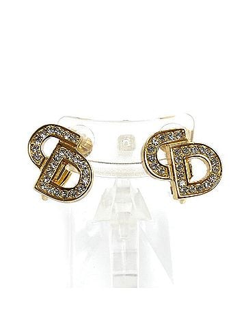 Christian Dior Christian Dior Dior GP CD Logo Rhinestone Earrings 5.2g Women's (view 1)