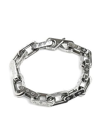 Louis Vuitton LOUIS VUITTON Louis Vuitton Metal Chain Monogram Bracelet M00308 M 44.7g 19cm Men's (view 1)