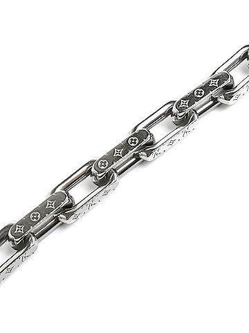 Louis Vuitton LOUIS VUITTON Louis Vuitton Metal Chain Monogram Bracelet M00308 M 44.7g 19cm Men's (view 2)