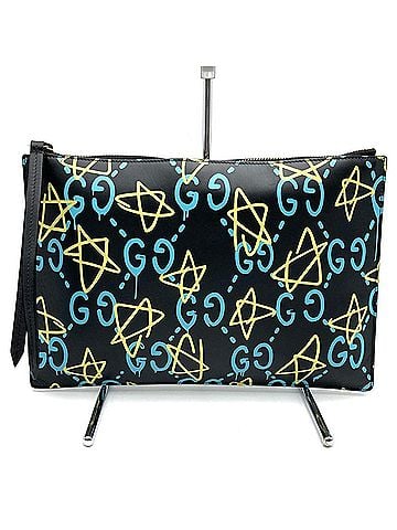 Gucci GUCCI Gucci Ghost 445597 Clutch Bag Trouble Andrew Collaboration Leather Black Men's Women's (view 1)