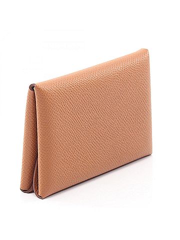 Hermès Hermes Calvi Duo Wallet - Coin Purse Leather Taurillon Clemence Women's Brown (view 2)