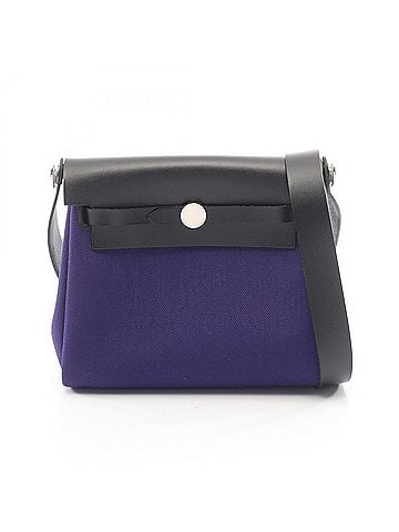 Hermès Hermes Herbag Zip Mini Shoulder Bag Handbag Canvas Leather Toile Military Vache Hunter Women's Purple Black (view 1)