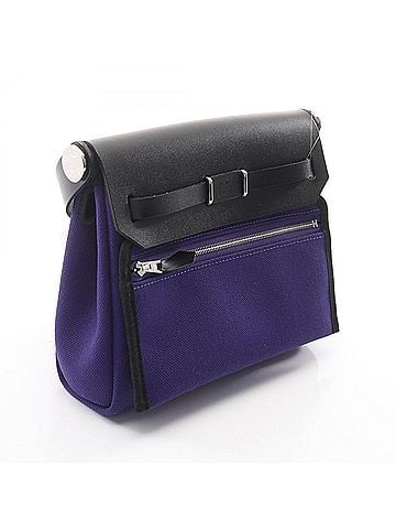 Hermès Hermes Herbag Zip Mini Shoulder Bag Handbag Canvas Leather Toile Military Vache Hunter Women's Purple Black (view 2)