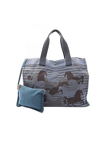 Hermès Hermes Chevaux Ann Camouflage Handbag with Pouch, Tote Bag, Canvas, Men's & Women's, Blue Black (view 1)