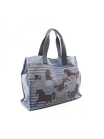Hermès Hermes Chevaux Ann Camouflage Handbag with Pouch, Tote Bag, Canvas, Men's & Women's, Blue Black (view 2)