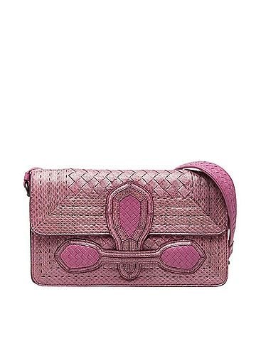Bottega Veneta Bottega Veneta Intrecciato Rialto Chain Shoulder Bag, Pink Leather, Women's. (view 1)