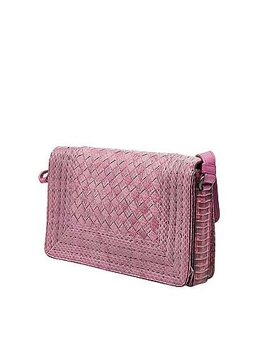 Bottega Veneta Bottega Veneta Intrecciato Rialto Chain Shoulder Bag, Pink Leather, Women's. (view 2)