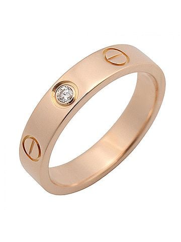 Cartier Cartier Mini Love Ring 1PD - Jewelry 18KPG (Pink Gold) Diamond Men's & Women's Clear Gold Tones (view 1)