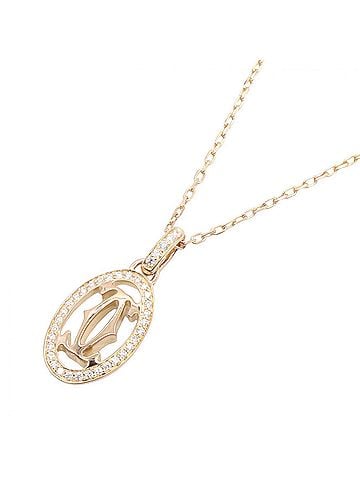 Cartier Cartier Double C Diamond Necklace, 18K Pink Gold (PG), Women's, Tone, Clear Tone (view 1)