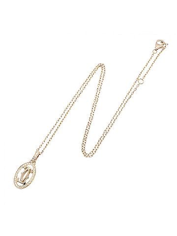 Cartier Cartier Double C Diamond Necklace, 18K Pink Gold (PG), Women's, Tone, Clear Tone (view 2)