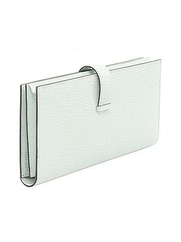 Hermès Hermes Bearn Soufflé Bi-fold Long Wallet, Leather, Chevre Women's, Green (view 2)