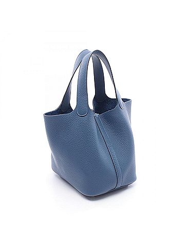Hermès Hermes Picotin Lock PM Handbag, Leather, Taurillon Clemence Women's, Blue (view 2)