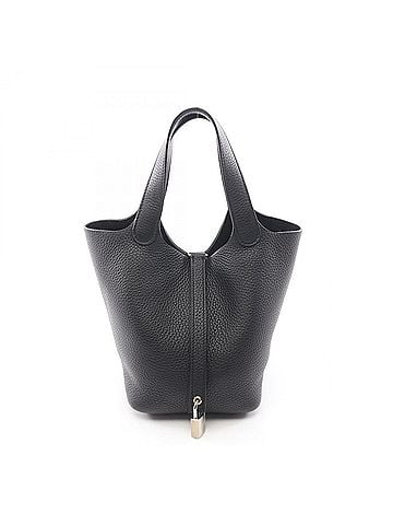 Hermès Hermes Picotin Lock PM Handbag, Taurillon Clemence Leather, Women's, Black (view 1)