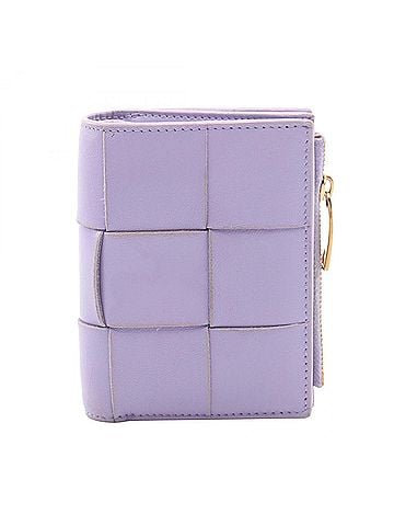 Bottega Veneta Bottega Veneta Small Cassette Maxi Intrecciato Bi-fold Wallet, Leather, Women's, Purple, 742698 (view 1)