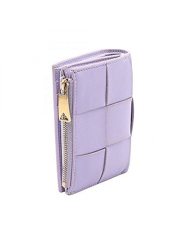 Bottega Veneta Bottega Veneta Small Cassette Maxi Intrecciato Bi-fold Wallet, Leather, Women's, Purple, 742698 (view 2)