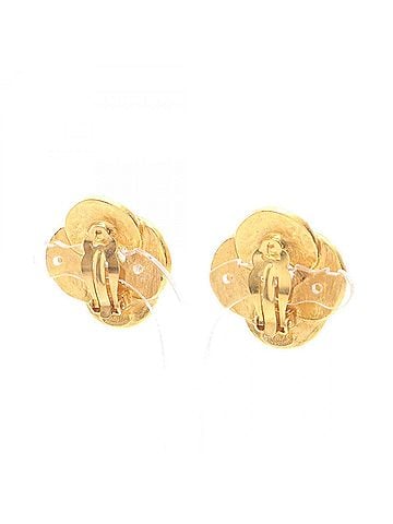 Chanel Chanel Coco Mark Flower Earrings, Gold Plated (GP), Women's, Tone (view 2)