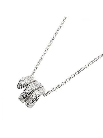 Bvlgari Bulgari BVLGARI Serpenti Viper Diamond Necklace, 18K White Gold (18KWG), Diamond, Women's, Silver Tone, Clear 357796 (view 1)