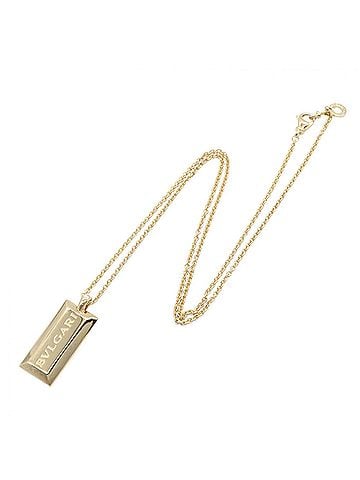 Bvlgari Bulgari BVLGARI Ingot Logo Necklace, 18K (Yellow Gold) Jewelry, Men's & Women's, Gold Tone (view 2)