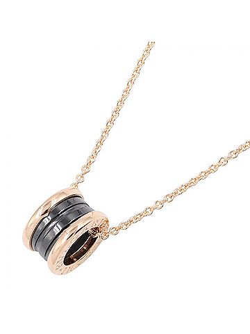 Bvlgari BVLGARI B-zero1 Necklace, Ceramic Jewelry, 18KPG (Pink Gold), Ceramic, Women's, Gold/Black, 346083 (view 1)