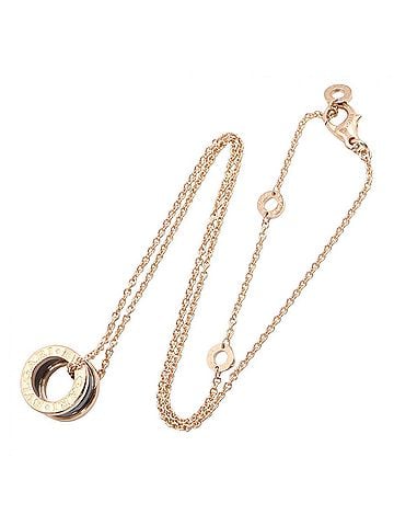 Bvlgari BVLGARI B-zero1 Necklace, Ceramic Jewelry, 18KPG (Pink Gold), Ceramic, Women's, Gold/Black, 346083 (view 2)