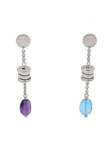 Bvlgari BVLGARI B-zero1 Element Blue Topaz Amethyst Earrings, 18KWG (White Gold), Topaz, Amethyst, Women's, Purple/Blue/Silver Tones (view 1)