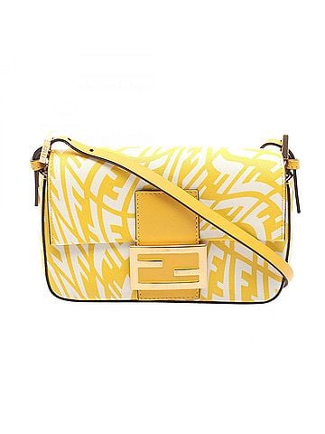 Fendi Fendi Baguette 1997 Small Shoulder Bag/Handbag, Coated Canvas and Leather, Women's, Yellow/White (view 1)