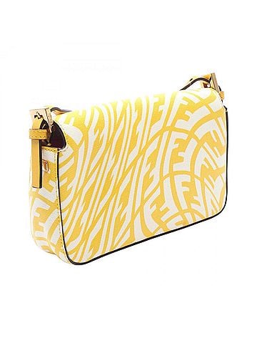 Fendi Fendi Baguette 1997 Small Shoulder Bag/Handbag, Coated Canvas and Leather, Women's, Yellow/White (view 2)