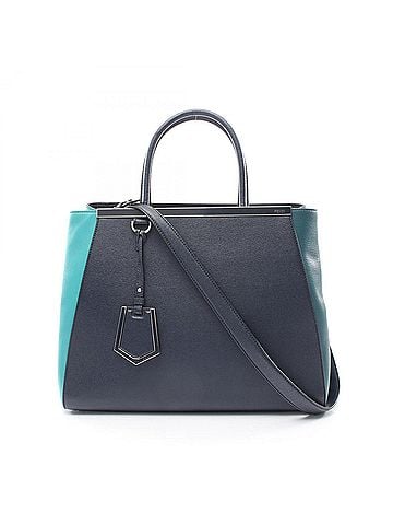 Fendi Fendi 2JOURS 2-Way Handbag, Leather, Women's, Navy/Green, 8BH250 (view 1)