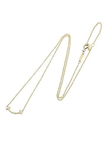 Tiffany & Co. Tiffany & Co. T Smile Mini Diamond Necklace, 18K (Yellow Gold), Diamond, Women's, Gold Tone, Clear 62617683 (view 2)