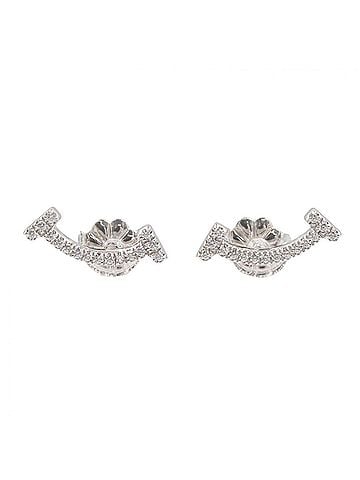 Tiffany & Co. Tiffany & Co. T Smile Mini Diamond Earrings, 18K White Gold (18KWG), Diamond, Women's, Silver/Clear Tone, 60150739 (view 1)