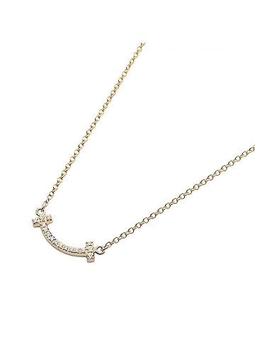 Tiffany & Co. Tiffany & Co. T Smile Mini Diamond Necklace, 18K Pink Gold (PG), Diamond, Women's, Tone, Clear Tone (view 1)
