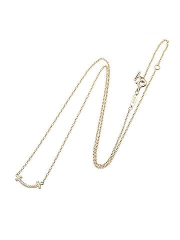 Tiffany & Co. Tiffany & Co. T Smile Mini Diamond Necklace, 18K Pink Gold (PG), Diamond, Women's, Tone, Clear Tone (view 2)