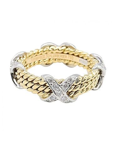 Tiffany & Co. Tiffany & Co. 3-Row Diamond X-Ring - Platinum (Pt950) and 18K (Yellow Gold) Women's Ring Silver, Gold, Clear Tones (view 2)