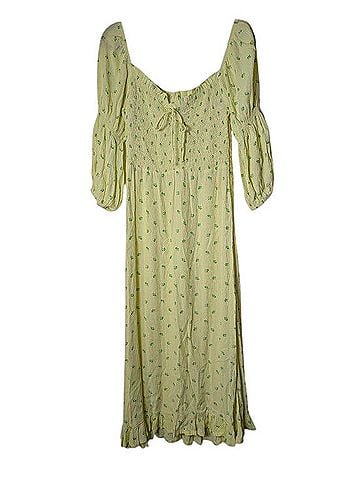 Faithfull the Brand Nora Midi Dress Yellow Bisset Floral Casual Dress (view 2)