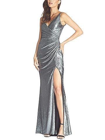 Dress the Population Dress the Population Jordan Sequin Gown Gunmetal  Cocktail Dress (view 1)