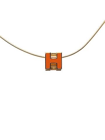 Hermès Hermes Cage d'H H-Cube Necklace, Gold Orange Plated Enamel, Women's HERMES (view 1)