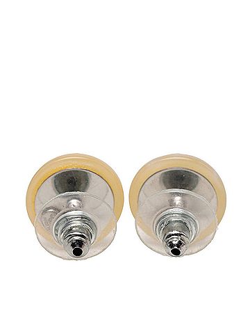 Chanel Chanel Coco Mark Vintage Round Stud Earrings, 99P Stamped, White Plastic Metal, Women's CHANEL (view 2)