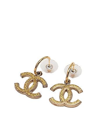 Chanel Chanel Coco Mark Glitter Swing Earrings, 05A Engraving, Gold Plated, Women's CHANEL (view 1)