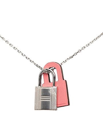 Hermès Hermes O'Kelly PM Necklace, Silver and Pink Metal, Swift Leather, Women's (view 1)