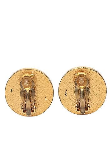 Chanel Chanel Coco Mark Earrings 01P Gold Black Plated Enamel Women's CHANEL (view 2)