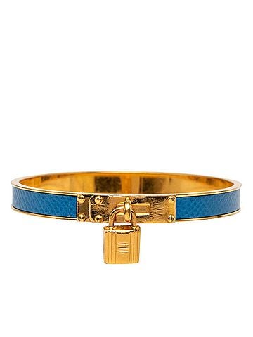 Hermès Hermes Kelly Bangle, Cadena Motif Gold and Blue Plated, Courchevel Leather, Women's. (view 1)