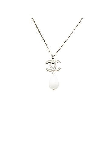 Chanel Chanel Coco Mark Pendant Necklace B10A Silver White Metal Women's CHANEL (view 1)