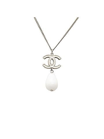 Chanel Chanel Coco Mark Pendant Necklace B10A Silver White Metal Women's CHANEL (view 2)